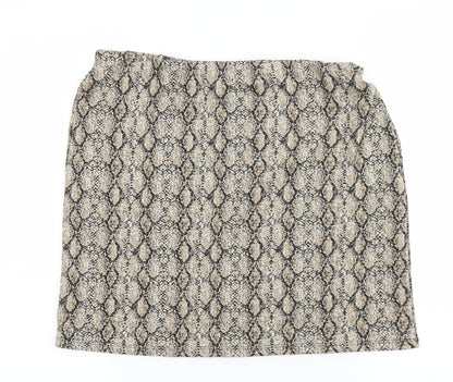 Primark Womens Brown Geometric Polyester A-Line Skirt Size 14