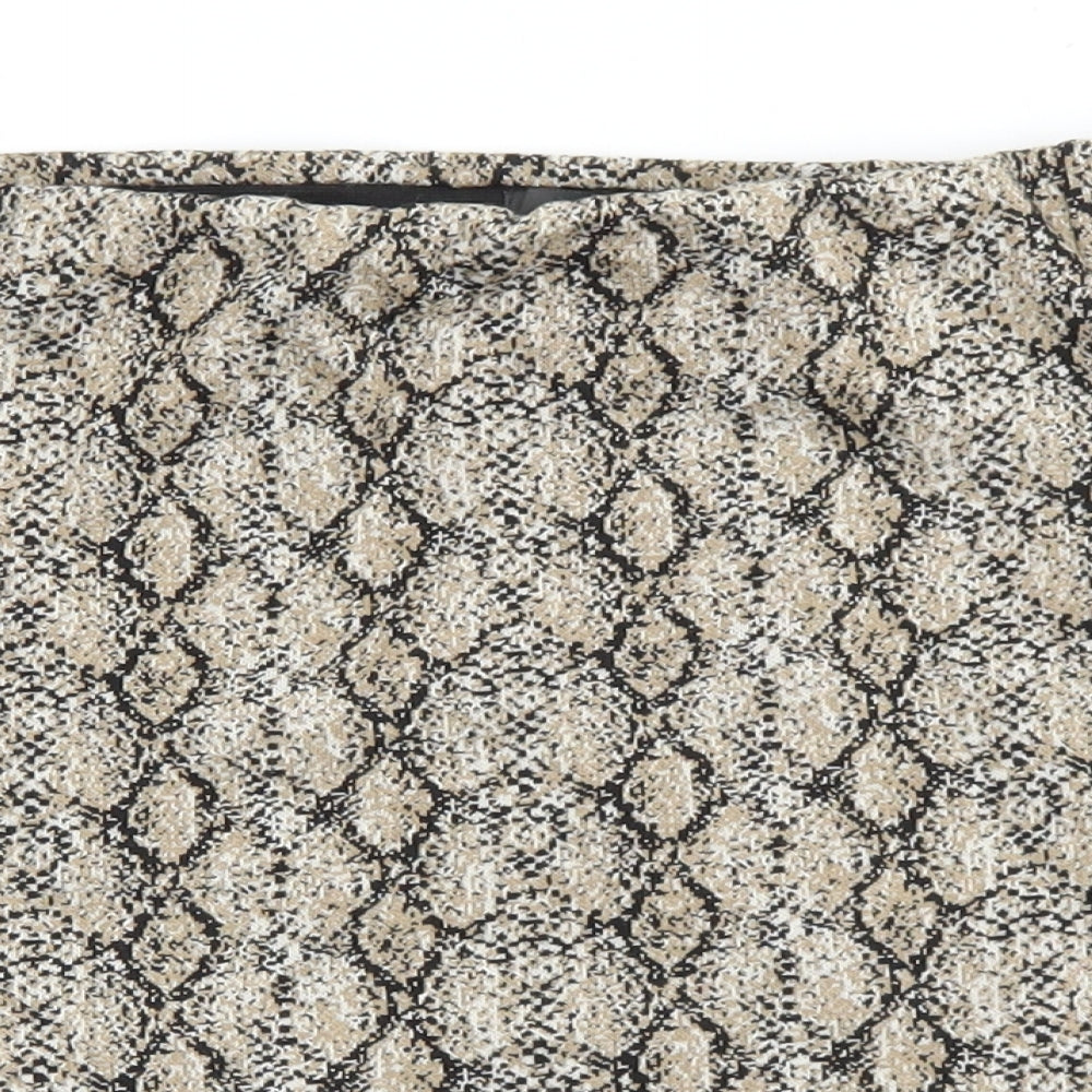 Primark Womens Brown Geometric Polyester A-Line Skirt Size 14