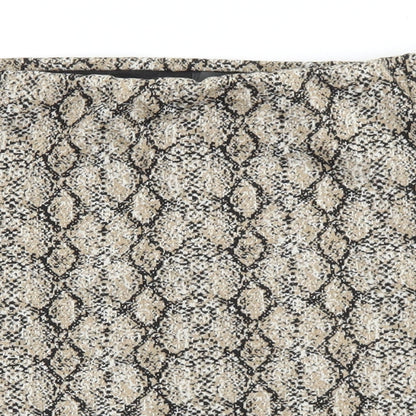 Primark Womens Brown Geometric Polyester A-Line Skirt Size 14