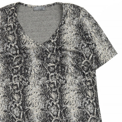 Papaya Womens Brown Animal Print Polyester Shift Size 12 V-Neck Pullover