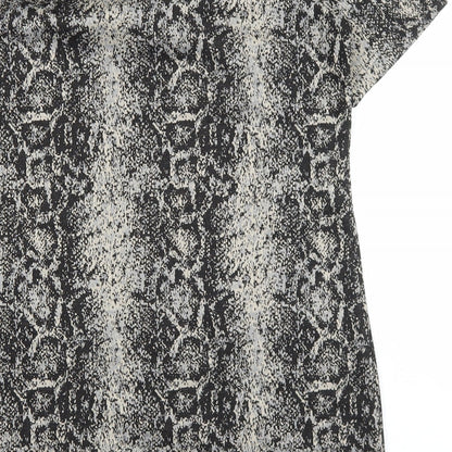 Papaya Womens Brown Animal Print Polyester Shift Size 12 V-Neck Pullover