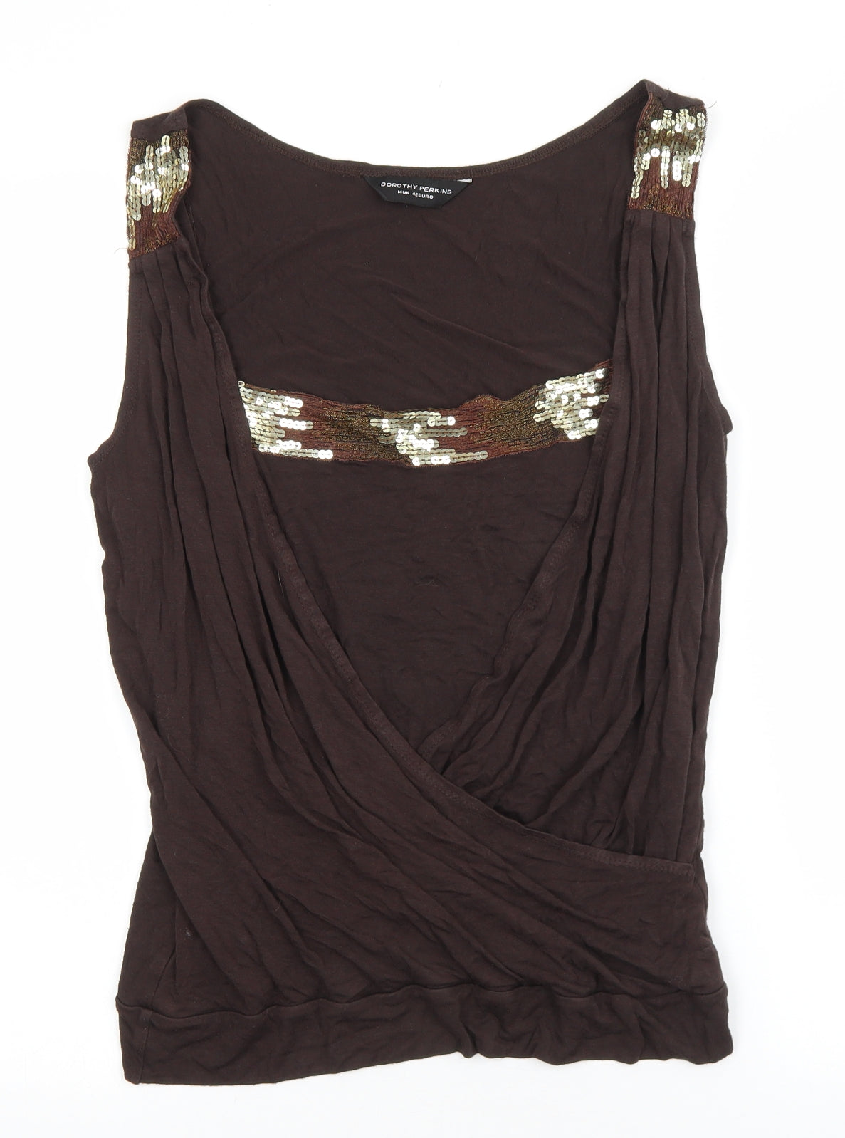 Womens UK Size 14 Dorothy Perkins Brown Wrap Tank