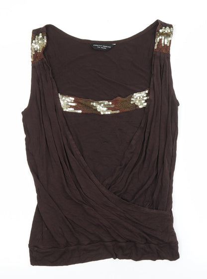 Womens UK Size 14 Dorothy Perkins Brown Wrap Tank