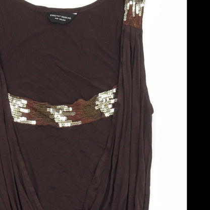 Womens UK Size 14 Dorothy Perkins Brown Wrap Tank
