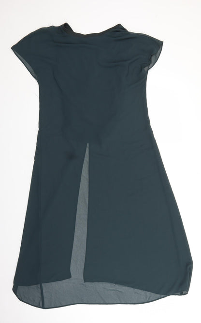 Zara Womens Green Polyester A-Line Size XS V-Neck Pullover