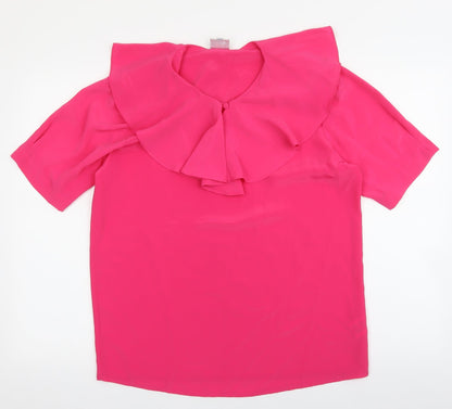 Womens UK Size 12 Essentials Pink Basic Blouse