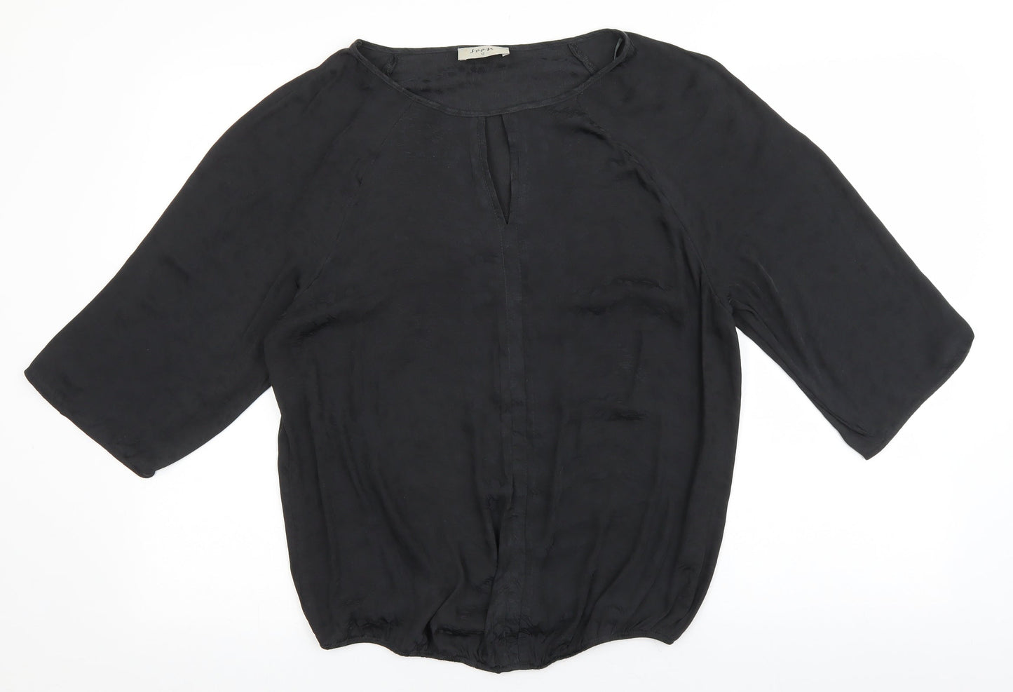 Womens UK Size 12 Soon Black Basic Blouse