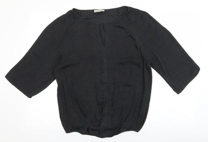 Womens UK Size 12 Soon Black Basic Blouse