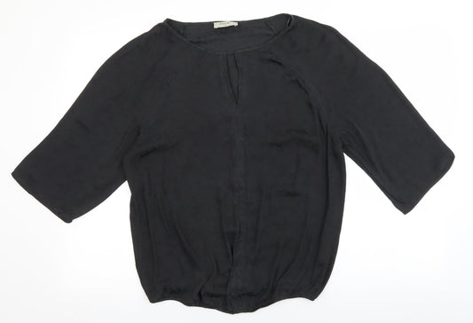Womens UK Size 12 Soon Black Basic Blouse