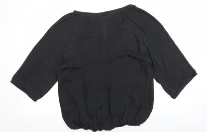 Womens UK Size 12 Soon Black Basic Blouse