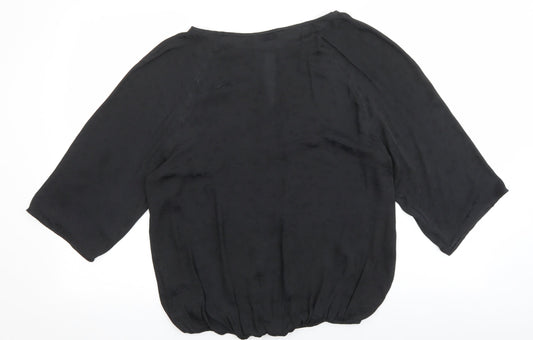 Womens UK Size 12 Soon Black Basic Blouse
