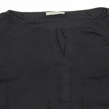 Womens UK Size 12 Soon Black Basic Blouse