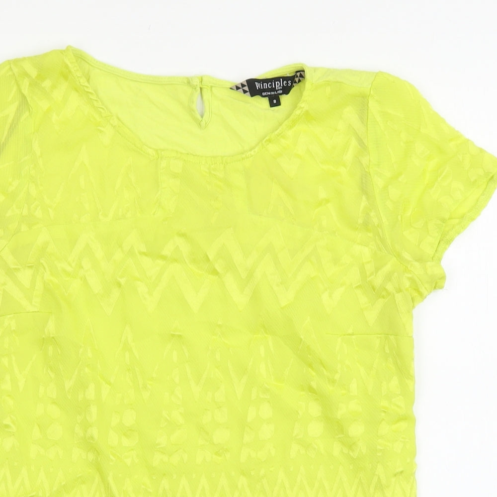 Womens UK Size 8 Debenhams Yellow Basic T-Shirt