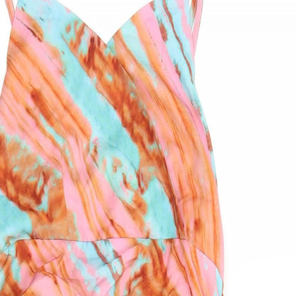 SheIn Womens Multicoloured Geometric Polyester Slip Dress Size M V-Neck Zip