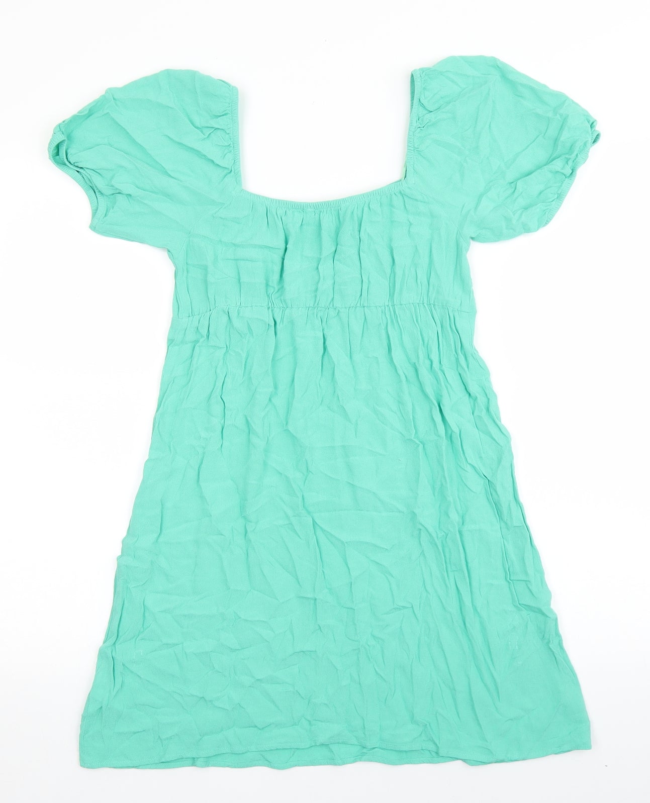 Primark Womens Green Viscose A-Line Size 8 Square Neck Pullover