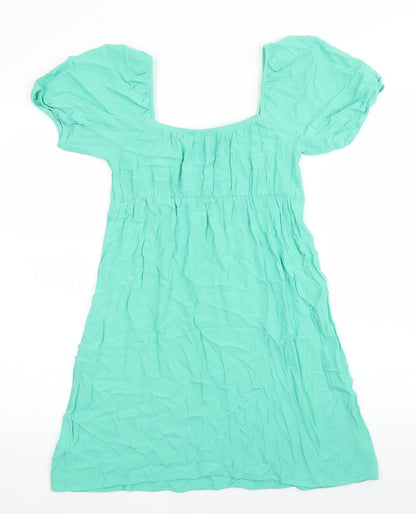 Primark Womens Green Viscose A-Line Size 8 Square Neck Pullover