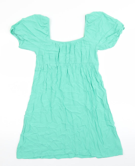 Primark Womens Green Viscose A-Line Size 8 Square Neck Pullover