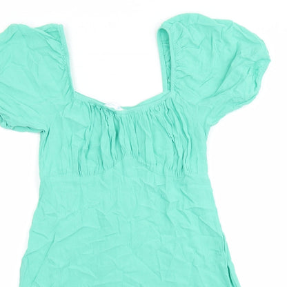 Primark Womens Green Viscose A-Line Size 8 Square Neck Pullover