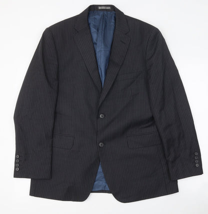 Asto&Gunn Mens Grey Striped Wool Jacket Blazer Size 42