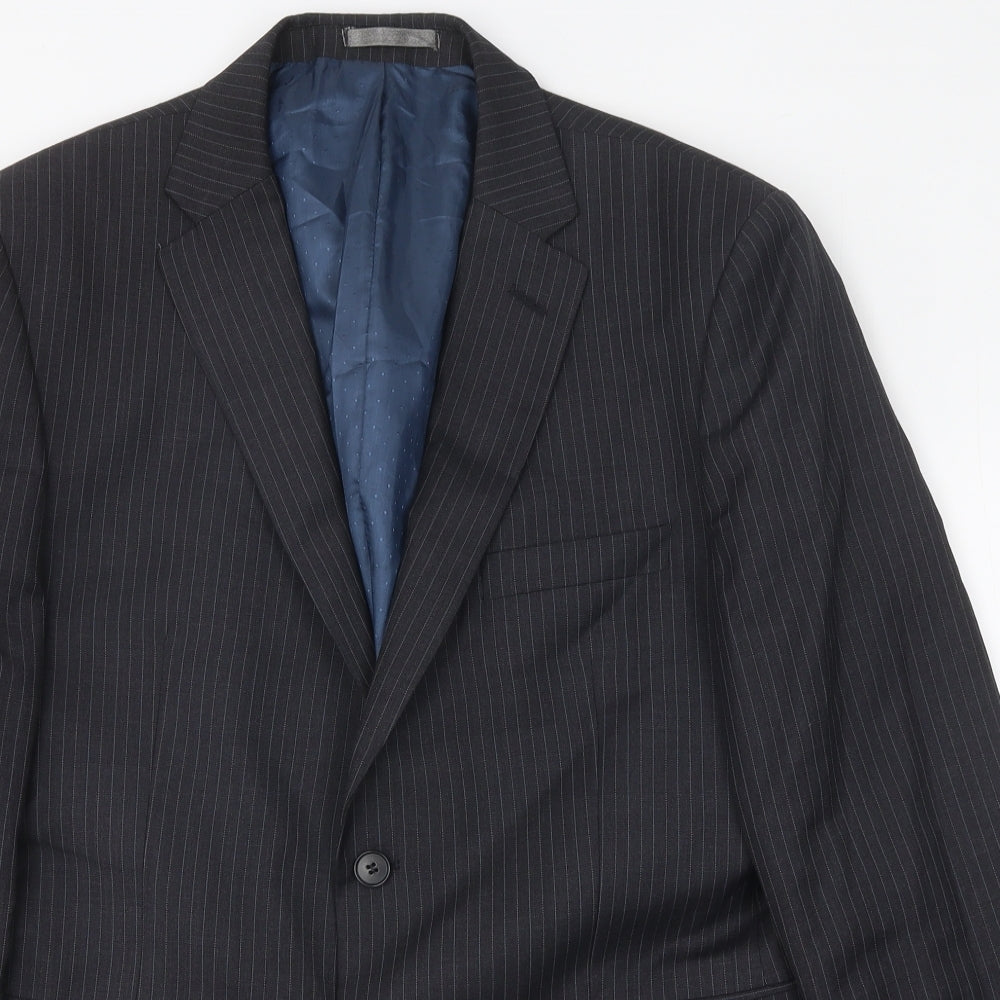 Asto&Gunn Mens Grey Striped Wool Jacket Blazer Size 42