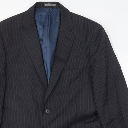 Asto&Gunn Mens Grey Striped Wool Jacket Blazer Size 42