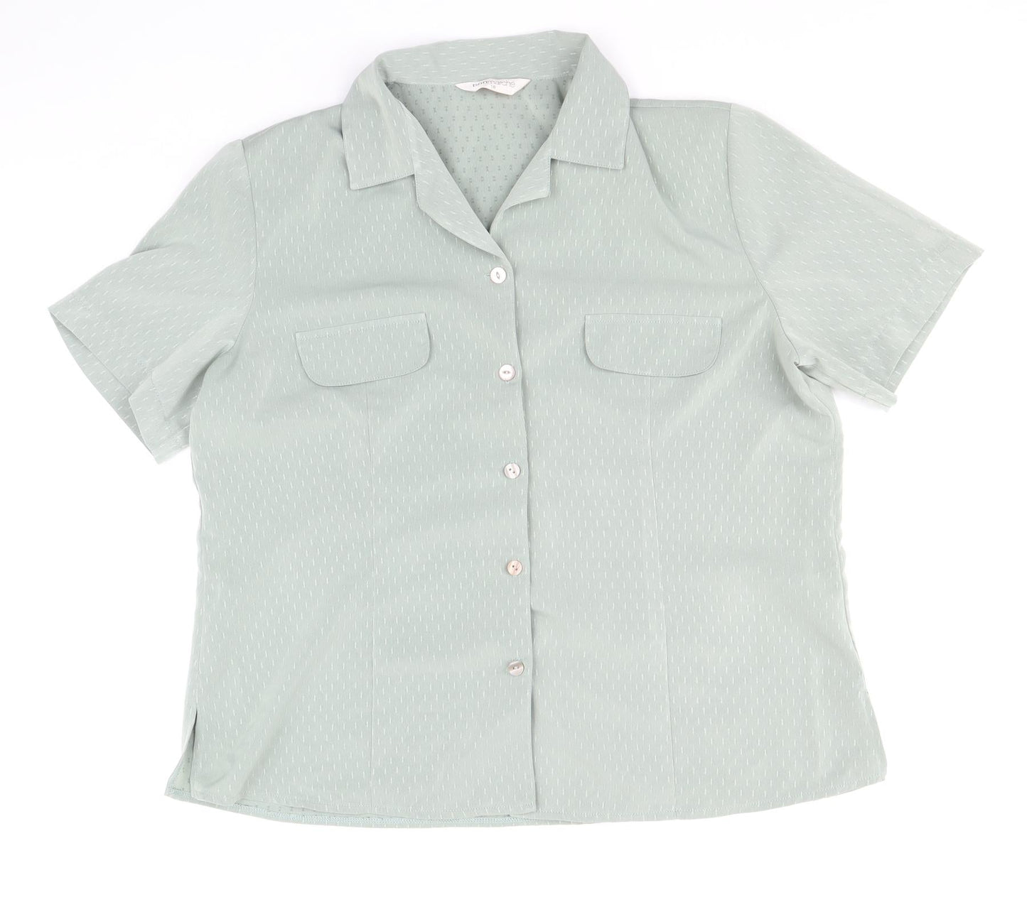Bonmarché Womens Green Polyester Basic Button-Up Size 18 Collared