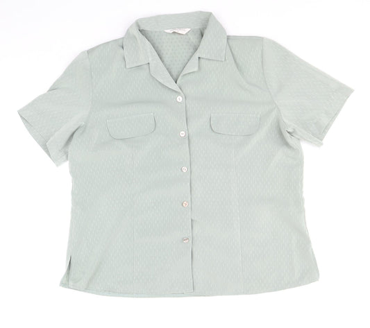 Bonmarché Womens Green Polyester Basic Button-Up Size 18 Collared