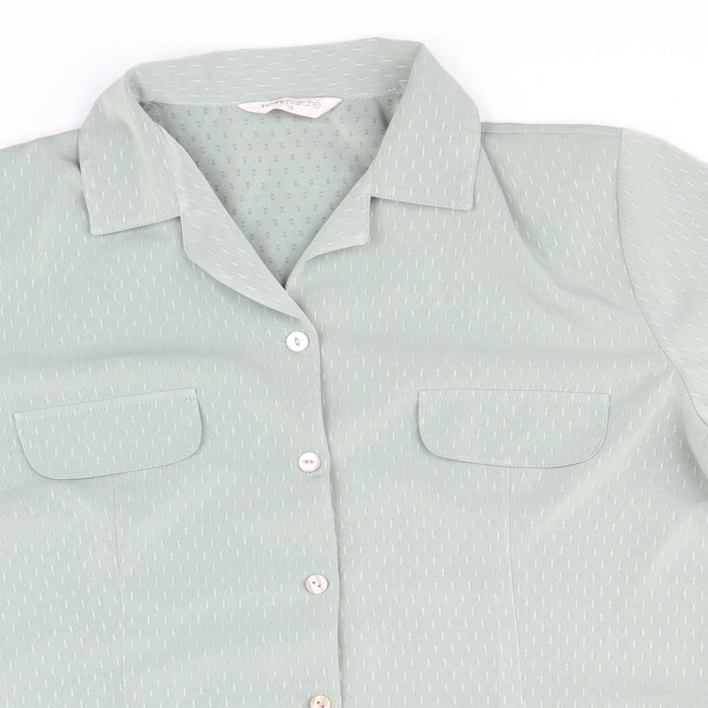 Bonmarché Womens Green Polyester Basic Button-Up Size 18 Collared