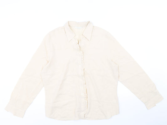 Womens UK Size 16 Marks and Spencer Beige Basic Button-Up