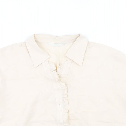 Womens UK Size 16 Marks and Spencer Beige Basic Button-Up