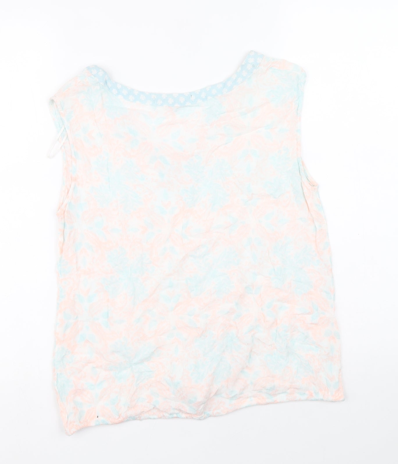 Peacocks Womens Multicoloured Geometric Viscose Basic Blouse Size 12 V-Neck