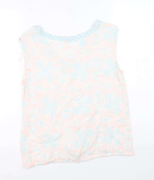 Peacocks Womens Multicoloured Geometric Viscose Basic Blouse Size 12 V-Neck