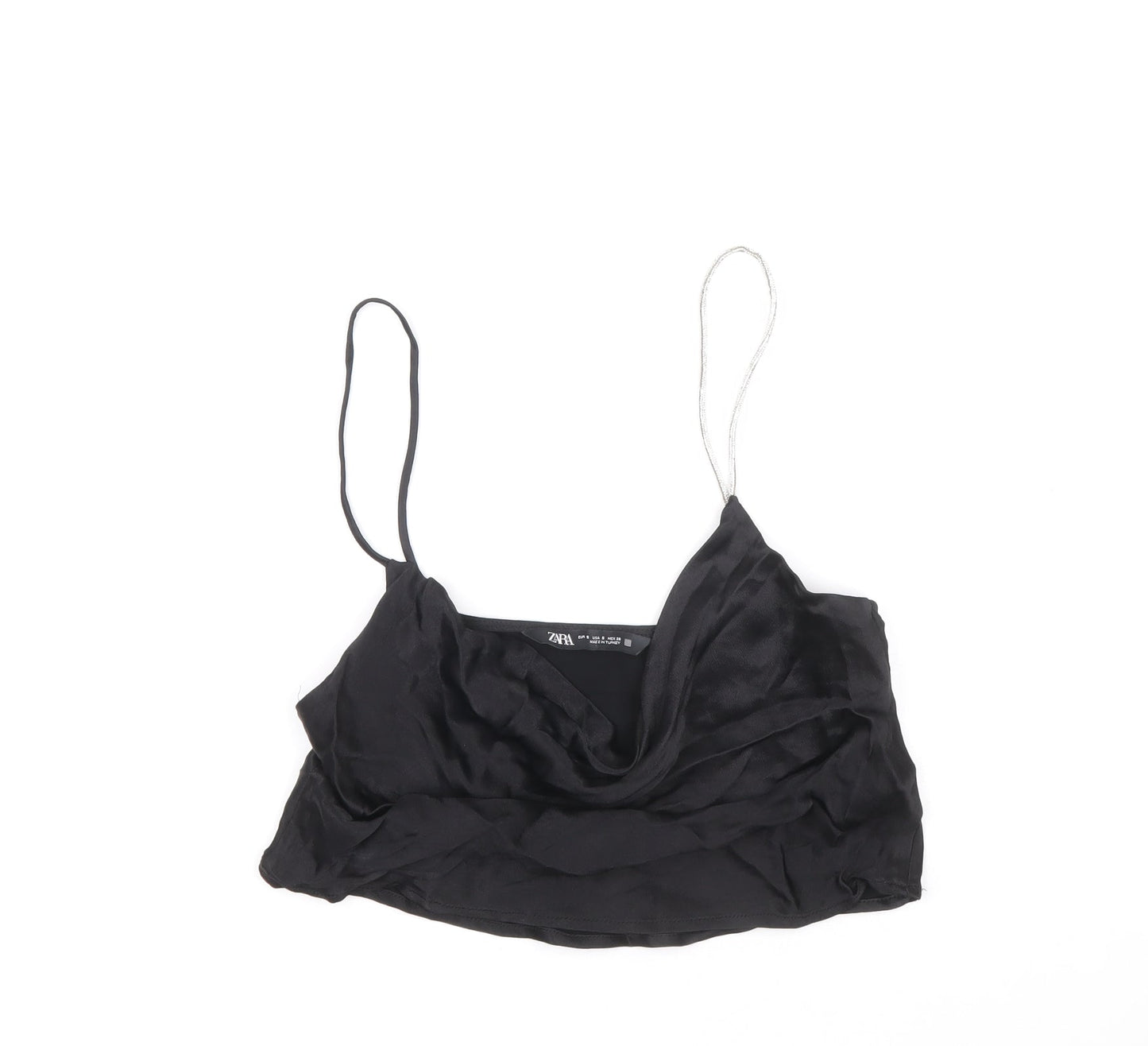 Womens UK Size S Zara Black Cropped Tank