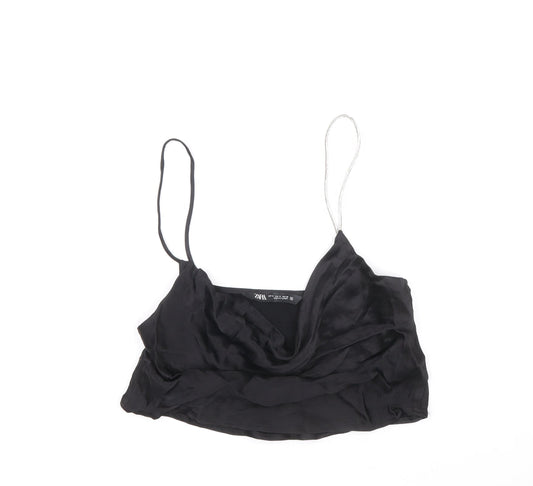 Womens UK Size S Zara Black Cropped Tank