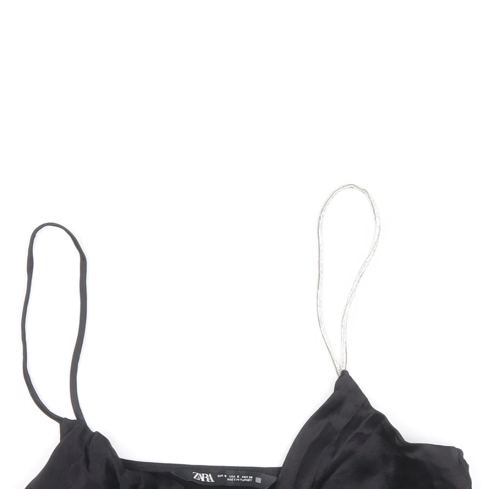 Womens UK Size S Zara Black Cropped Tank