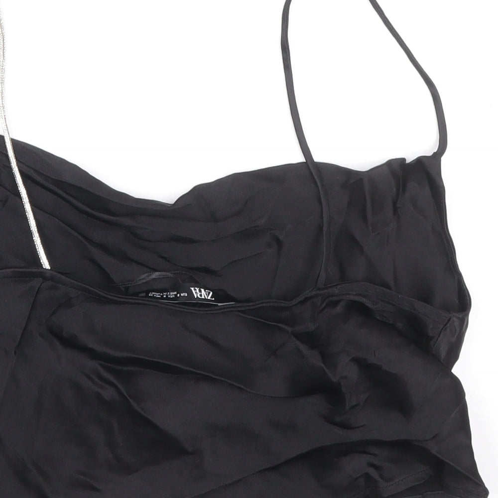 Womens UK Size S Zara Black Cropped Tank