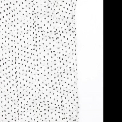 Topshop Womens White Polka Dot Nylon Mini Size 14 Sweetheart Tie