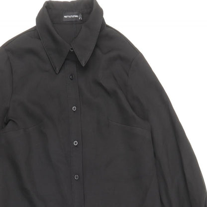 PRETTYLITTLETHING Womens Black Polyester Shirt Dress Size 8 Collared Buckle