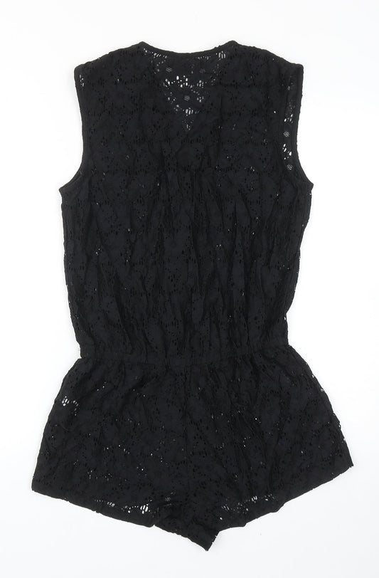 Atmosphere Womens Black Nylon Playsuit One-Piece Size S Pullover