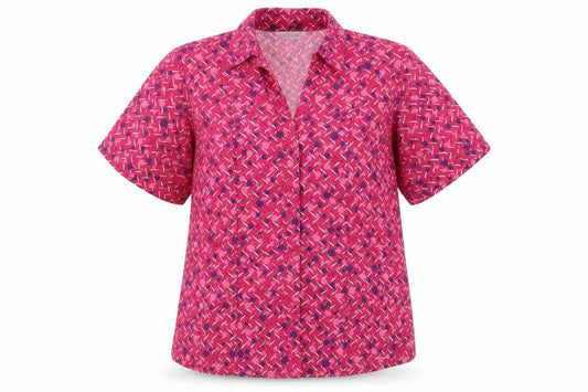 Meltemi Womens Pink Geometric Polyester Basic Button-Up Size 8 Collared