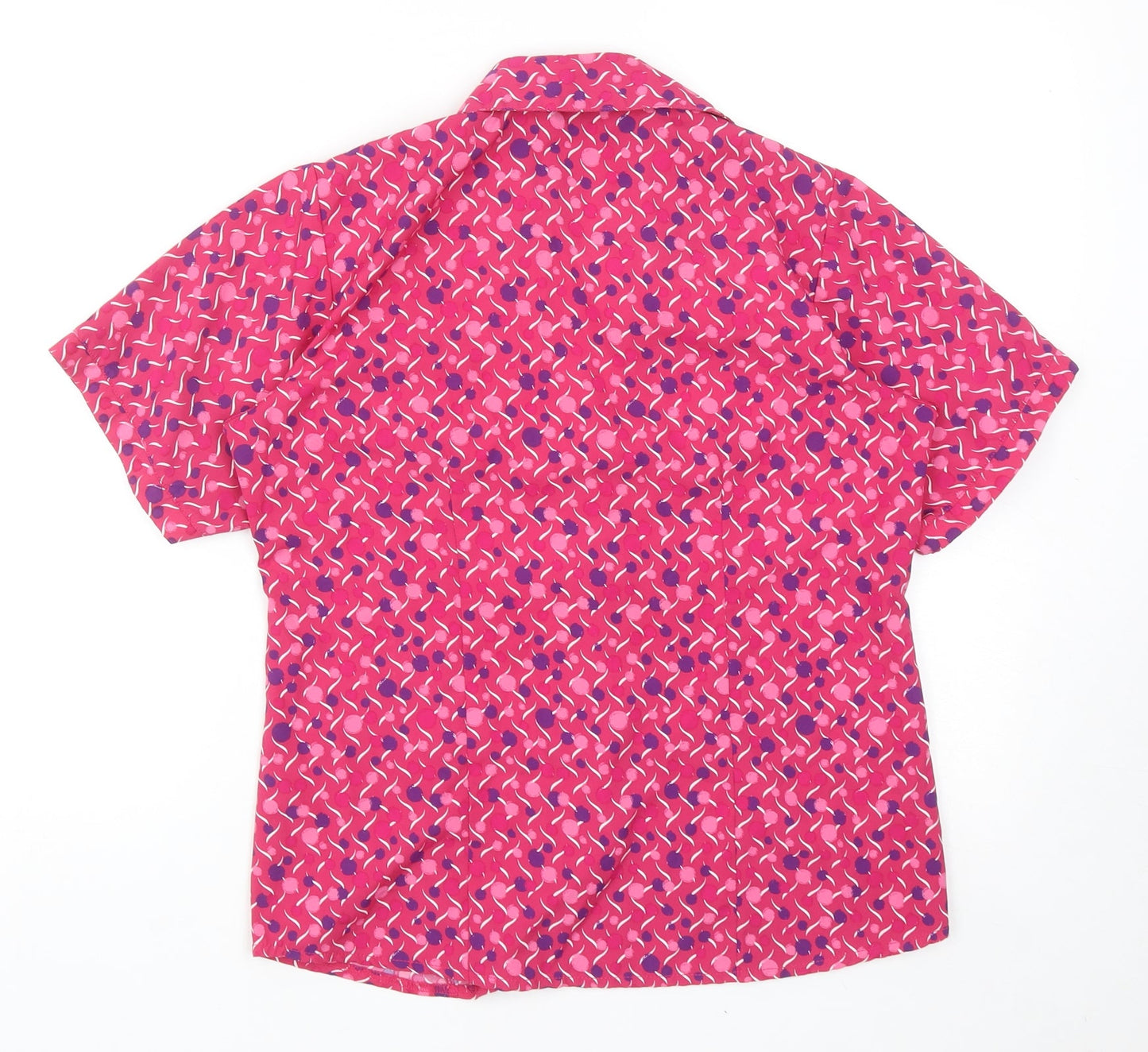 Meltemi Womens Pink Geometric Polyester Basic Button-Up Size 8 Collared