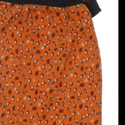 Suncoo Womens Orange Geometric Polyester Mini Size M Round Neck Zip