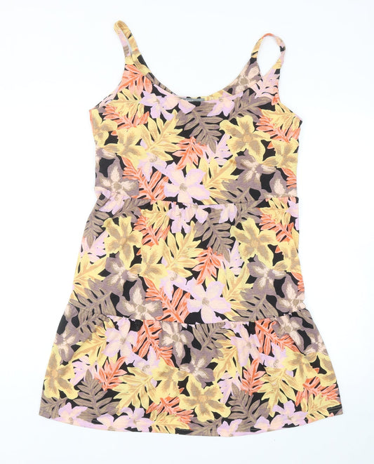 Nutmeg Womens Multicoloured Floral Polyester Tank Dress Size 10 Scoop Neck Pullover