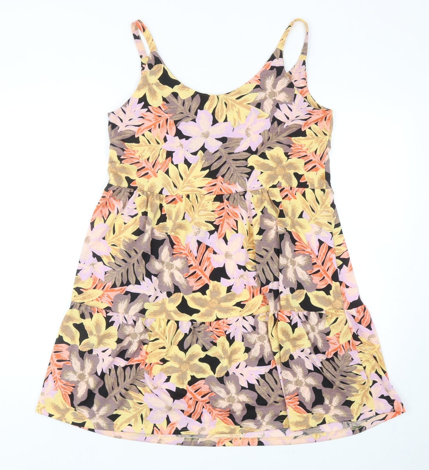 Nutmeg Womens Multicoloured Floral Polyester Tank Dress Size 10 Scoop Neck Pullover