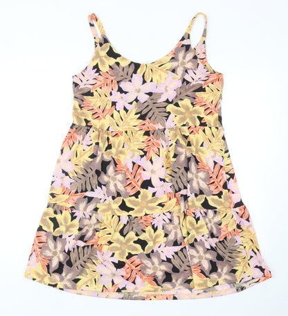 Nutmeg Womens Multicoloured Floral Polyester Tank Dress Size 10 Scoop Neck Pullover