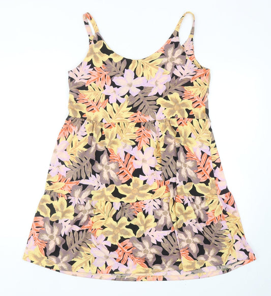 Nutmeg Womens Multicoloured Floral Polyester Tank Dress Size 10 Scoop Neck Pullover