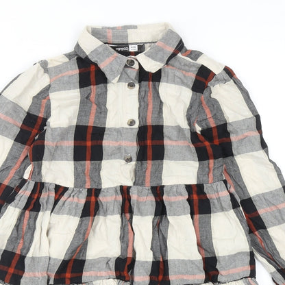 PEP&CO Womens Multicoloured Plaid Cotton Shirt Dress Size 8 Collared Button