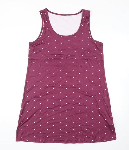 Preworn Womens Purple Polka Dot Polyester Tank Dress Size M Scoop Neck Pullover
