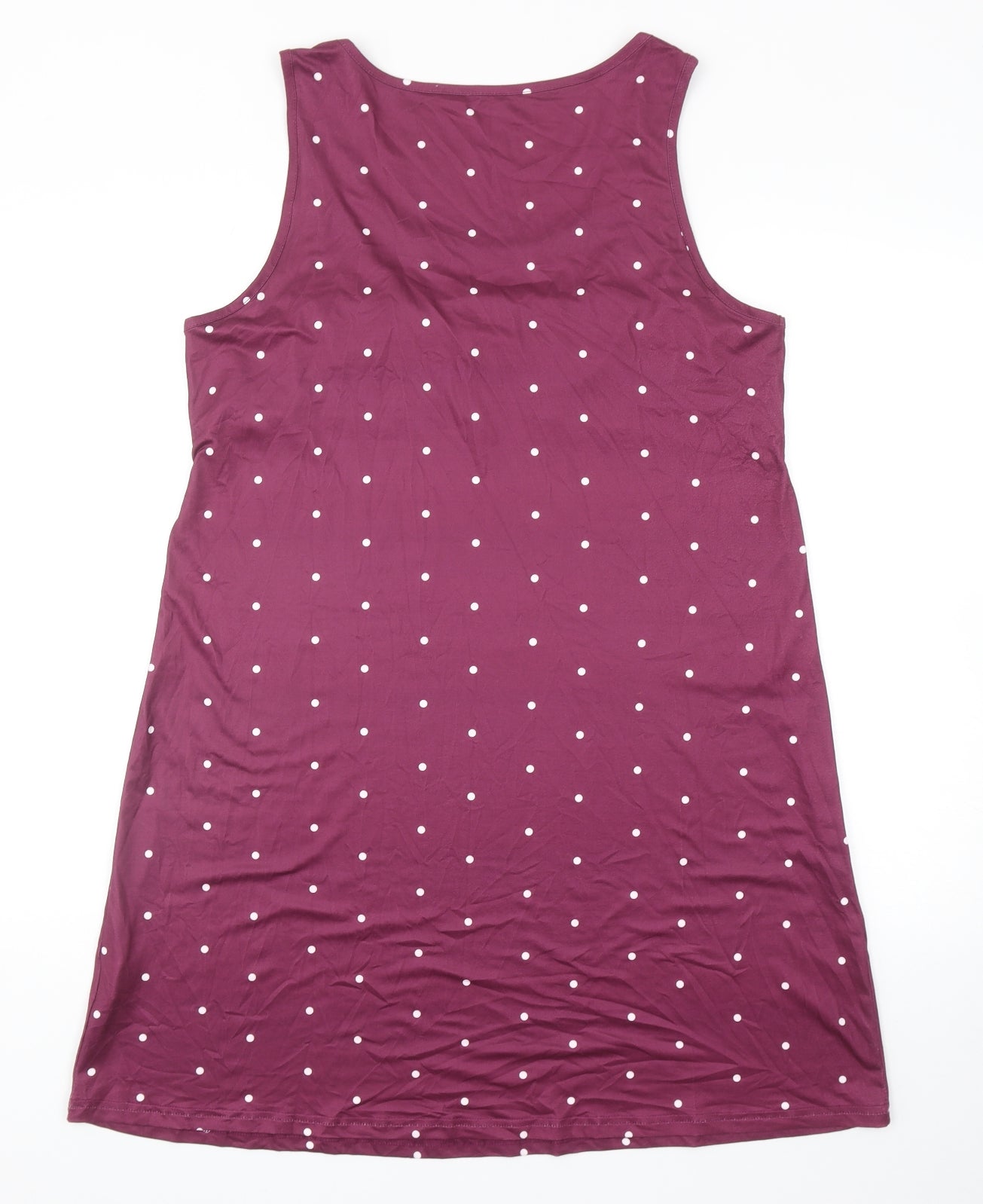 Preworn Womens Purple Polka Dot Polyester Tank Dress Size M Scoop Neck Pullover
