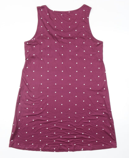 Preworn Womens Purple Polka Dot Polyester Tank Dress Size M Scoop Neck Pullover
